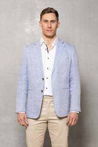 Johnson Linen Herringbone Blazer: Sky