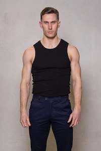 Drew Ribbed Tank: Black