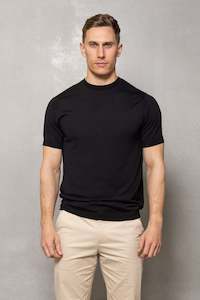 Luca Knitted Tee: Black