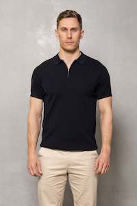 Franco Knitted Zip Polo: Thunderstorm