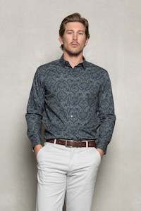 Blake Tonal Paisley Print Shirt: Thunderstorm