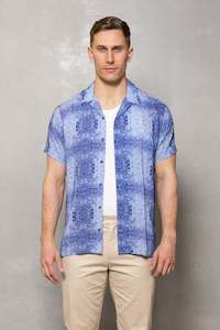 Will Short Sleeve Print Shirt: Smokey Blue