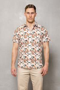 Brody Short Sleeve Print Shirt: Clay