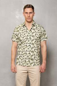 Brody Short Sleeve Print Shirt: Antique Green