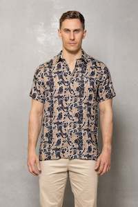 Menswear: Ian Short Sleeve Print Shirt: Safari