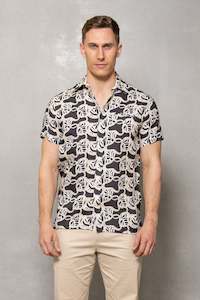 Ian Short Sleeve Print Shirt: Sambuca