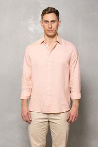 Blake Linen Shirt: Pink