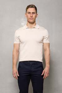 Constantine Knitted Polo: Sandstone