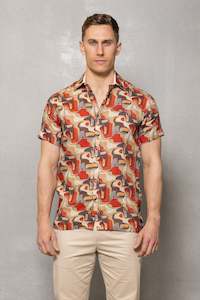 Ian Short Sleeve Print Shirt: Sahara