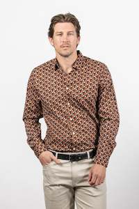 Blake Print Shirt: Chocolate