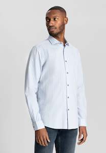 Menswear: Detailed Cotton Shirt: Light Blue