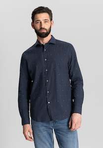 Menswear: Detailed Cotton Shirt: Blue Nights