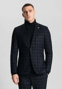 Shadow Checked Travel Blazer: Blue Nights