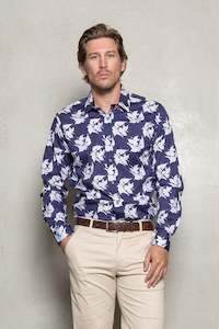 Blake Bold Floral Print Shirt: Thunderstorm