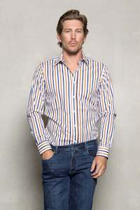 Blake Stripe Shirt: Yellow & Navy