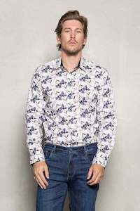 Blake Floral Print Shirt: Vanilla