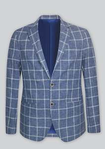 Heaton Linen Check Blazer: Denim