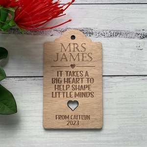 Big Heart Teacher Bottle Tag