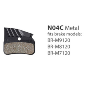 Brake Pads: Shimano BR-M9120/ M8120 Metal Pad with Fin 4-Piston N04C