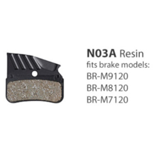 Brake Pads: Shimano BR-M9120/M8120 Resin Pad with Fin 4-Piston N03A