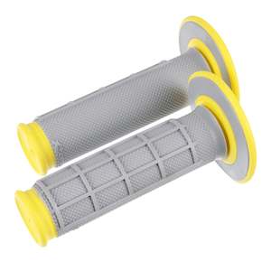 Motorcycle or scooter repairing: Renthal DL MX Dual Handlebar Grips Diamond / Waffle - Yellow