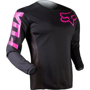 Motorcycle or scooter repairing: FOX WOMENS BLACKOUT JERSEY [BLACK/PINK]