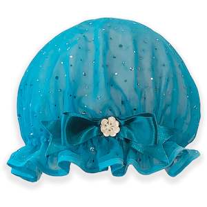 Teal Chiffon Sequin Shower Cap