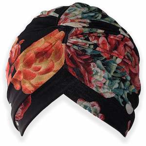 Red & Black Succulent Print Turban