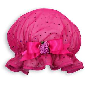 Kids Shower Caps: Childs Hot Pink Sequin Shower Cap