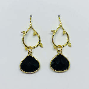 Black and Gold Leaf Earrings