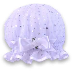 White Tulle Sequin Shower Cap