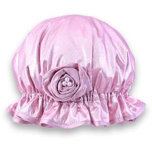 Rose Pink Lamé Shower Cap