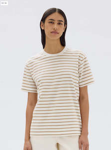 Assembly Label Womens Port Stripe Tee - White / Tan