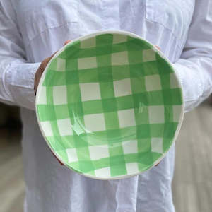 Noss & Co Small Mint Green Gingham Bowl