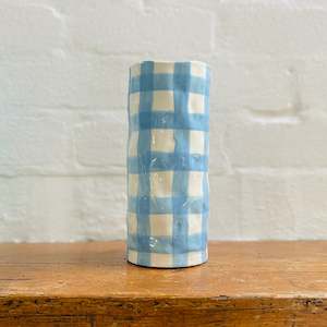 Noss & Co Medium Vase - Cornflower Blue Gingham