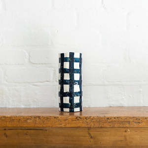 Noss & Co Medium Vase - Navy Gingham