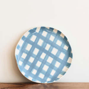 Noss & Co Cornflower Blue Gingham Dinner Plate