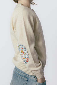 Children Babes: Bow and Arrow - Oatmeal Molly Cardigan with Liberty Patches