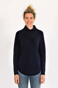 Bow and Arrow Funnel Neck Jumper - Navy