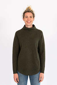 Bow and Arrow Funnel Neck Jumper - Khaki