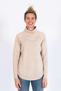 Bow and Arrow Funnel Neck Jumper - Almond