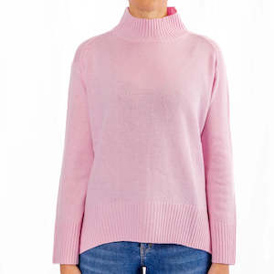 Bow and Arrow Polo Neck Jumper - Baby Pink