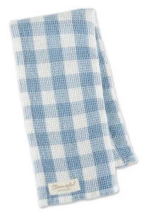 Washed Waffle Cotton Checked Tea Towel