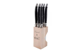 Laguiole 6 Piece Knife Block Set Black