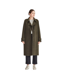 Sills Nova Cashmere Wool Blend Coat - Khaki