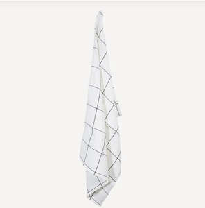 French Country - Woven Check Tea Towel Off-White & Black