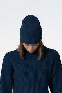 Dinadi Merino Handknit Rib Hat Indigo Blue