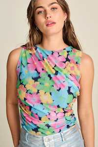 Pom Amsterdam Cherry Blossom Sleeveless Mesh Top