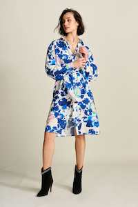 POM Amsterdam Crane Birds Blue Dress