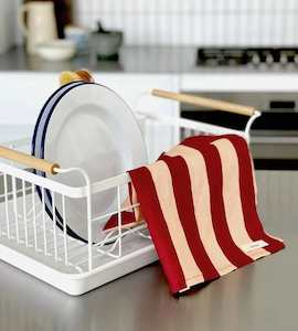 Home Lifestyle: Lettuce Tea Towel | Bold Stripe Peach & Burgundy